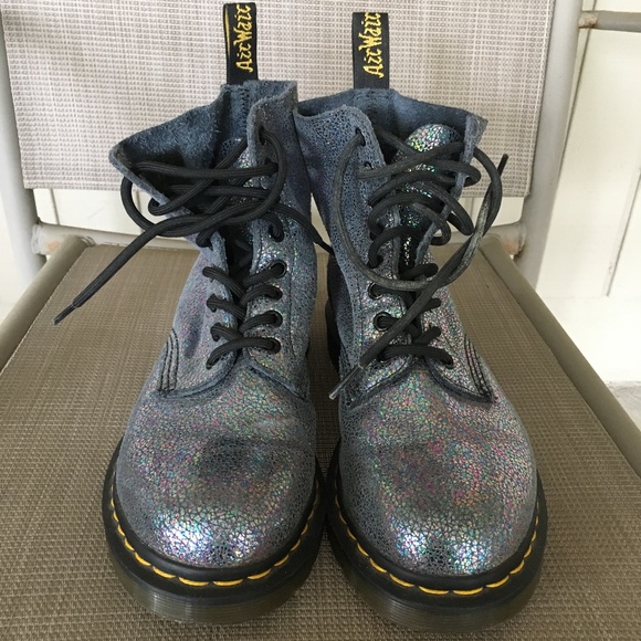 DR MARTENS PASCAL SPARKLE IRIDESCENT CRACKLE BOOTS - Picture 4 of 10